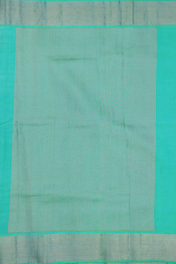 Kanchipuram Silk Saree In Blue And Green With Natural Dye Printed