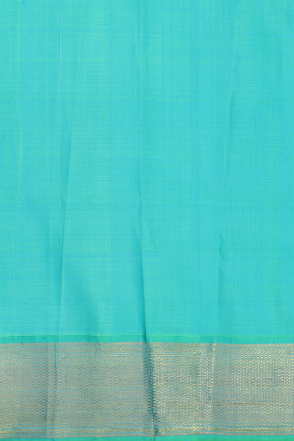 Kanchipuram Silk Saree In Blue And Green With Natural Dye Printed