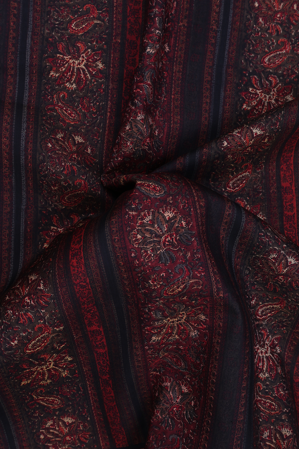 Kanchipuram Silk Saree In Black With Natural Dye Printed