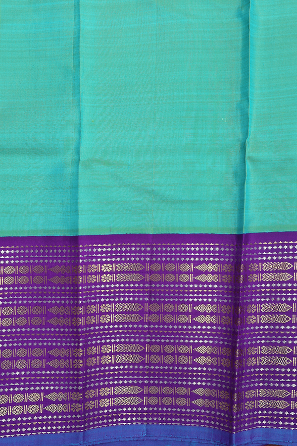 Kanchipuram Silk Saree In White With Hand Painted Design