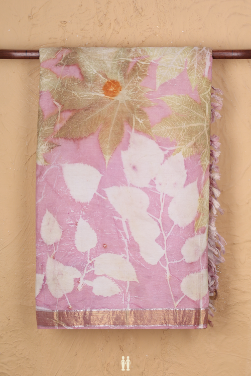 Kanchipuram Silk Saree In Pink With Natural Dye Printed
