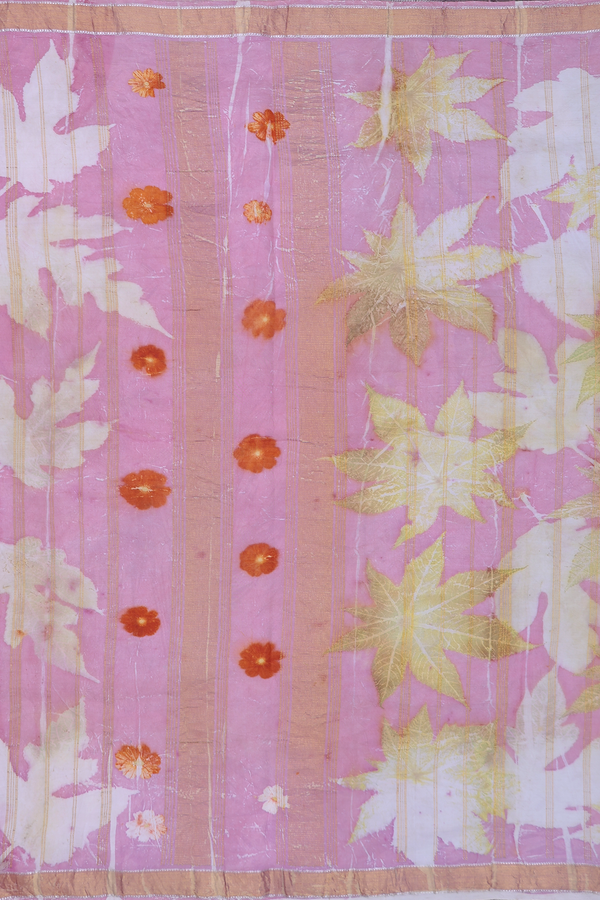 Kanchipuram Silk Saree In Pink With Natural Dye Printed