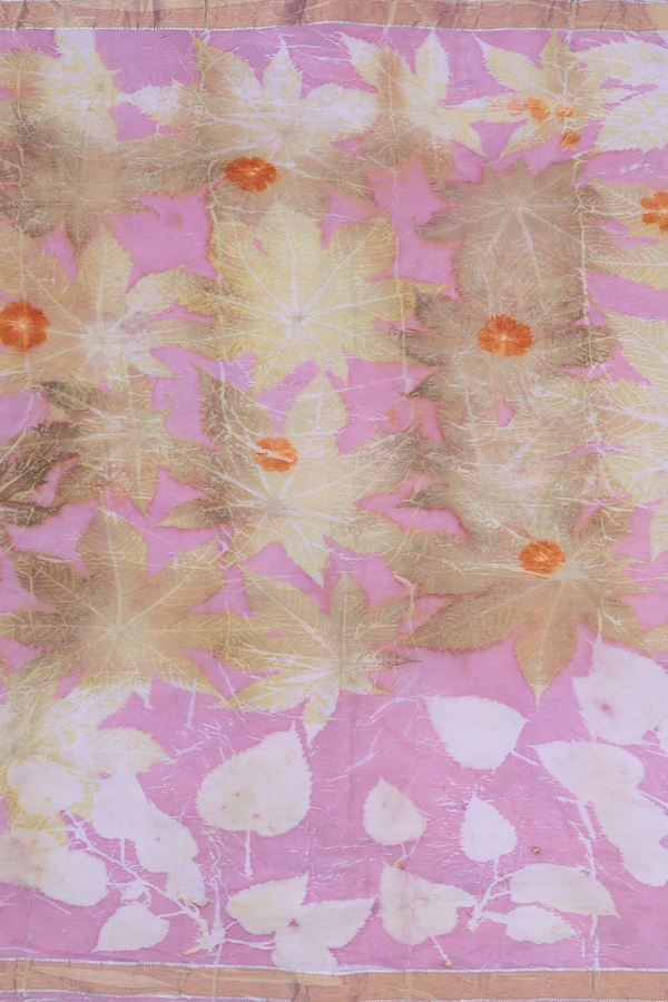 Kanchipuram Silk Saree In Pink With Natural Dye Printed