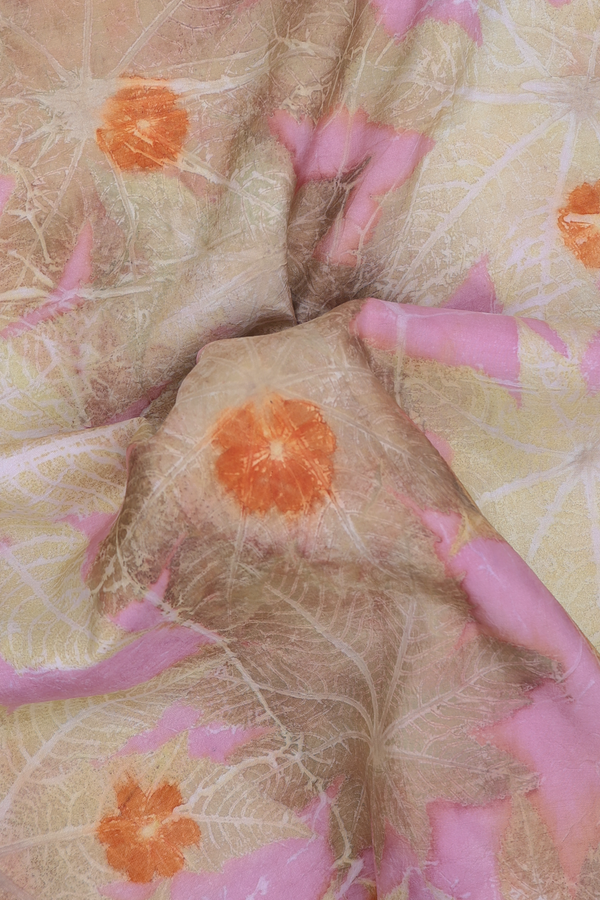 Kanchipuram Silk Saree In Pink With Natural Dye Printed
