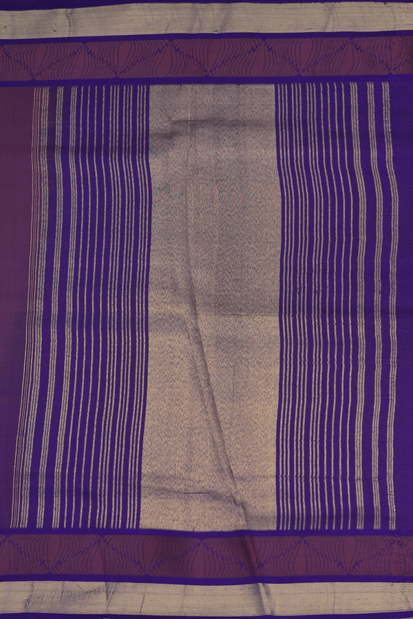 Kanchipuram Silk Saree In Burgundy With Paisley Buttas