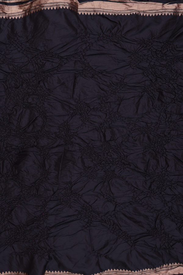 Bandhani Silk Saree In Black With Tie And Dye Design