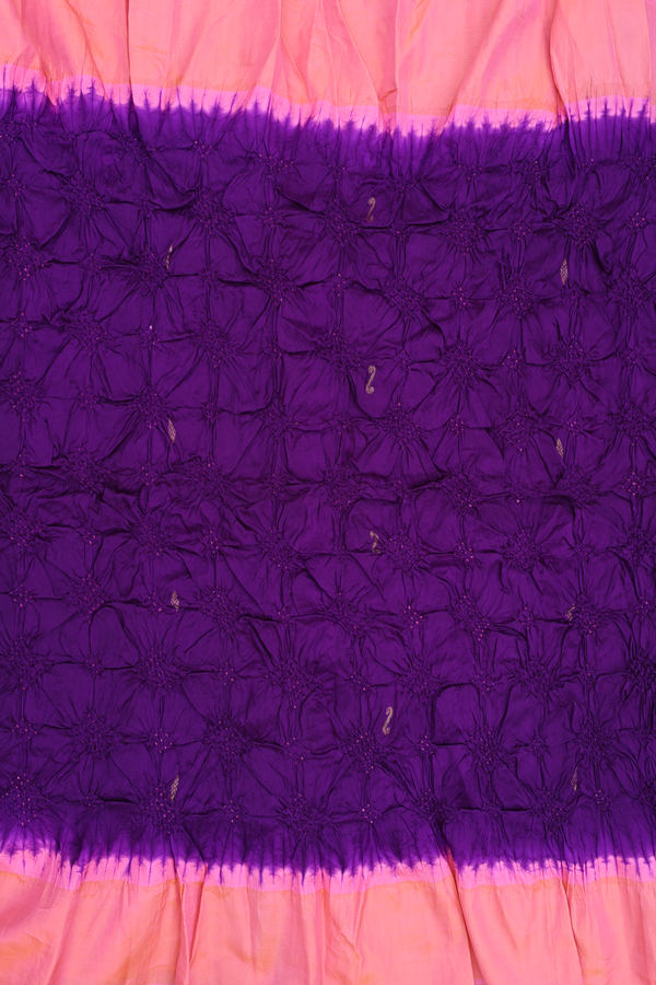 Bandhani Silk Saree In Purple With Tie And Dye Design