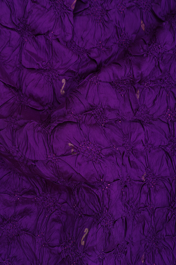 Bandhani Silk Saree In Purple With Tie And Dye Design