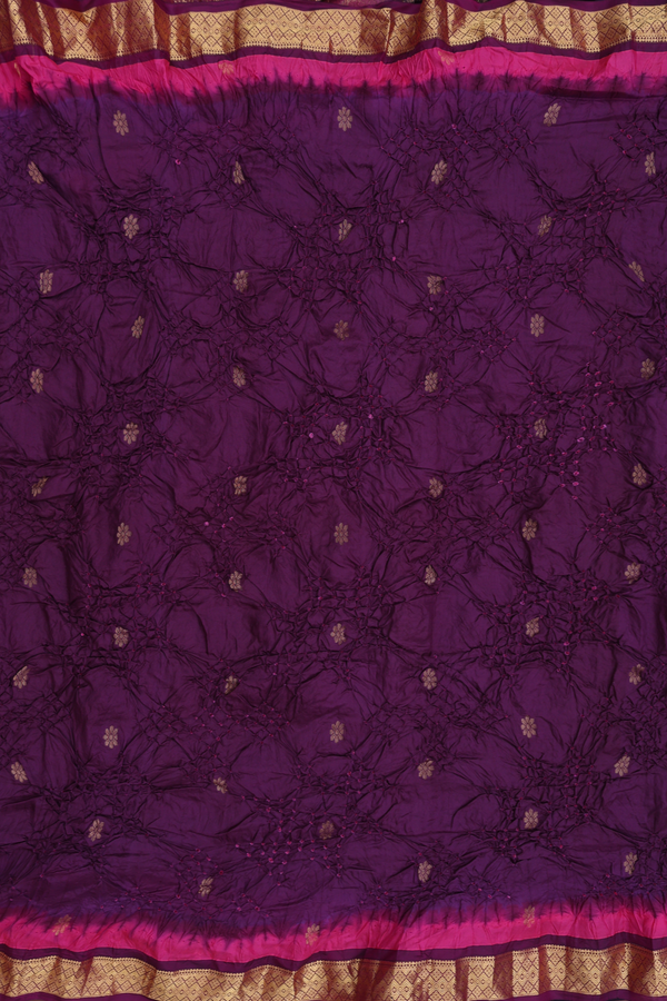 Bandhani Silk Saree In Deep Purple With Tie And Dye Design