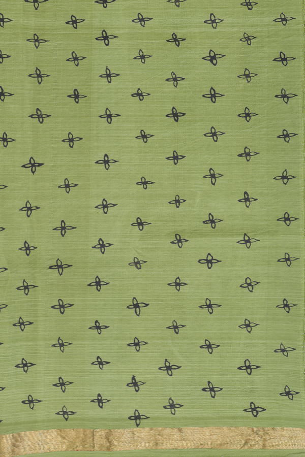 Kanchipuram Silk Saree In Pear Green With Stripes Design