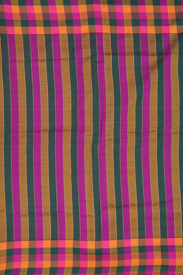 Kanchipuram Silk Saree In Chocolate Brown With Floral Design
