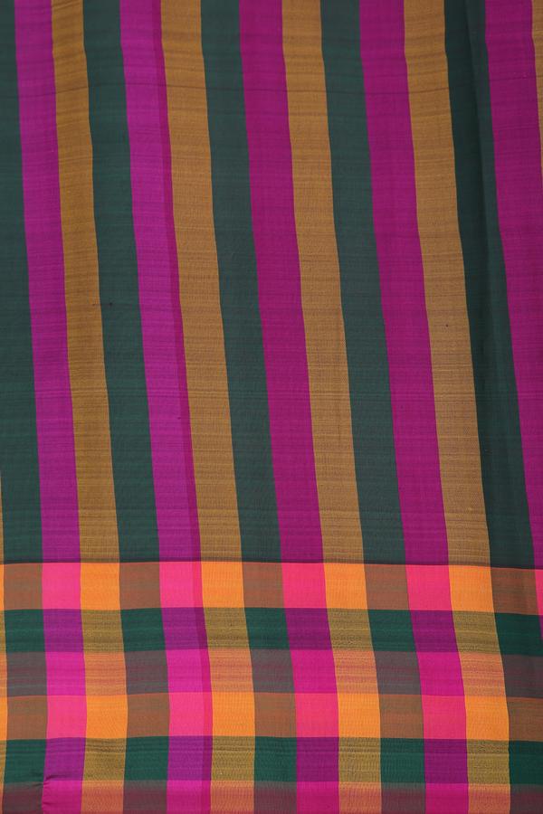 Kanchipuram Silk Saree In Chocolate Brown With Floral Design