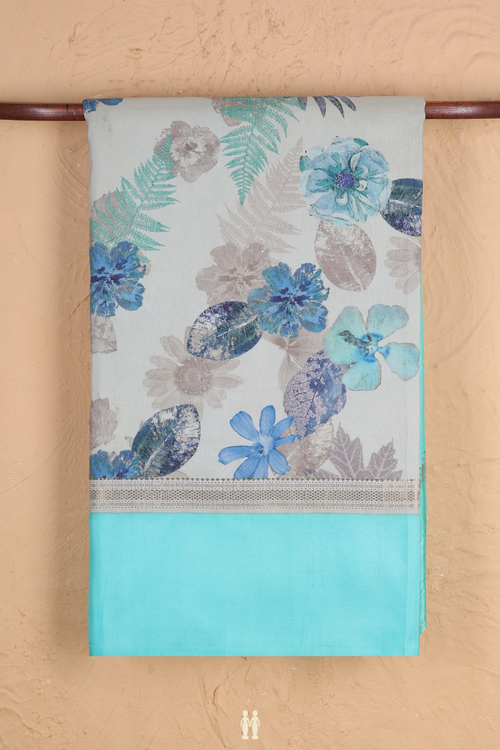 Kanchipuram Silk Saree In Pale Green With Floral Design