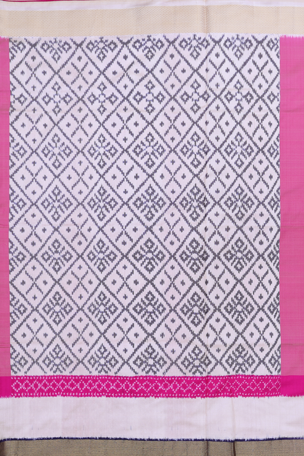 Kanchipuram Silk Saree In Cream With Hand Painted Design