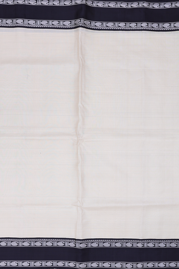 Kanchipuram Silk Saree In Cream Color With Stripes Design