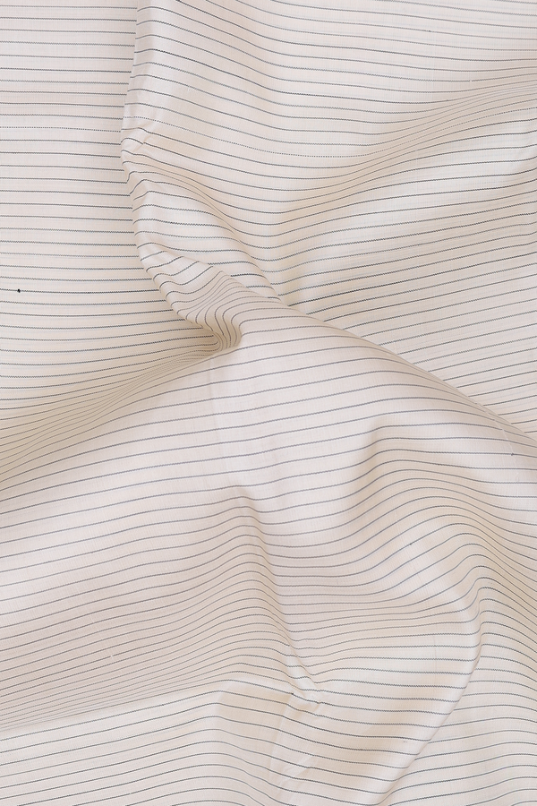 Kanchipuram Silk Saree In Cream Color With Stripes Design