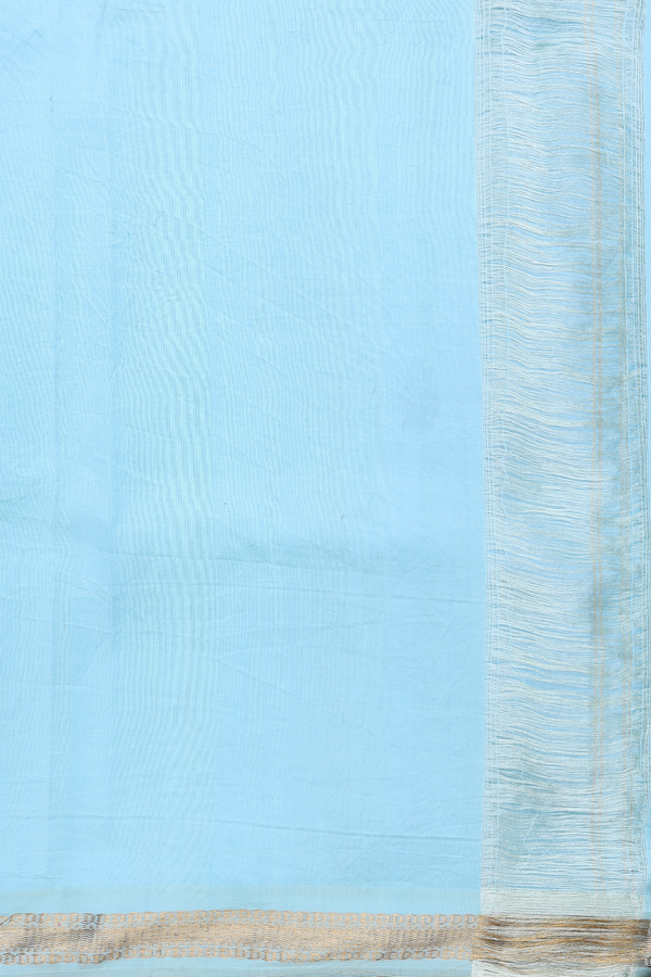 Kanchipuram Silk Saree Blue With Peacock And Floral Design