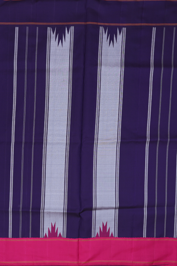 Kanchipuram Silk Saree In Off White With Hand Painted Design