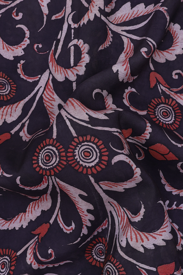 Kanchipuram Silk Saree In Black With Hand Painted Design