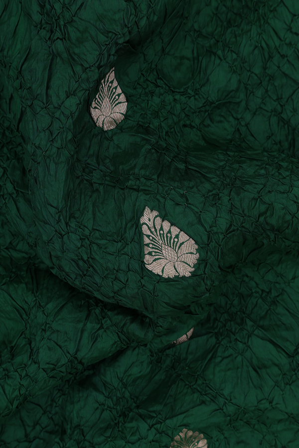 Bandhani Silk Saree In Forest Green With Tie And Dye Design