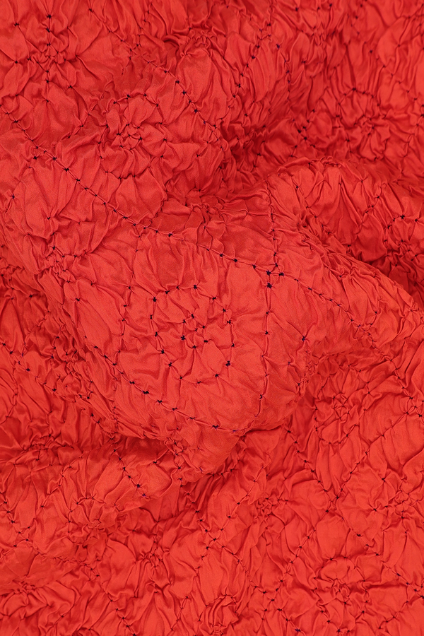 Bandhani Silk Saree In Bright Orange With Tie And Dye Design