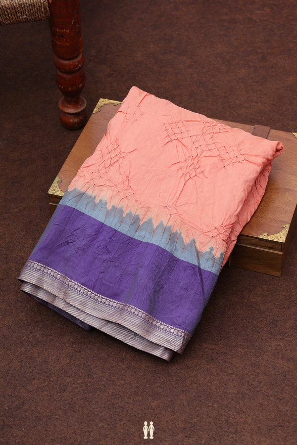 Bandhani Silk Saree In Orange With Tie And Dye Design