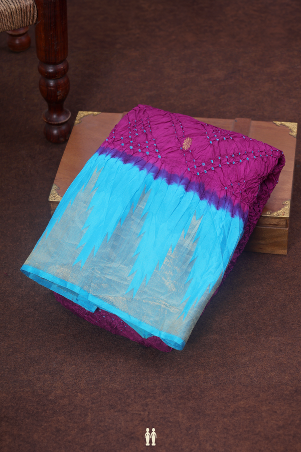 Bandhani Silk Saree In Berry Purple With Tie And Dye Design
