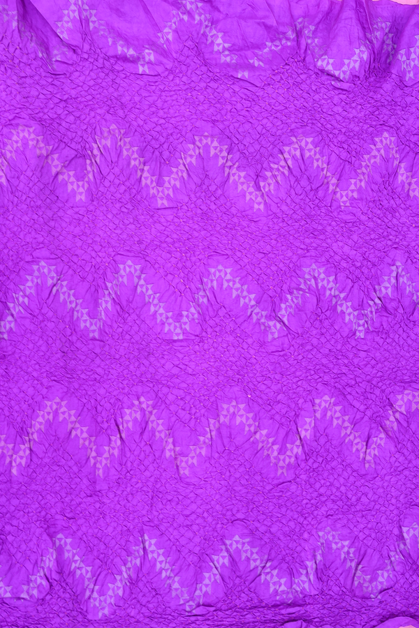 Bandhani Silk Saree In Purple With Tie And Dye Design