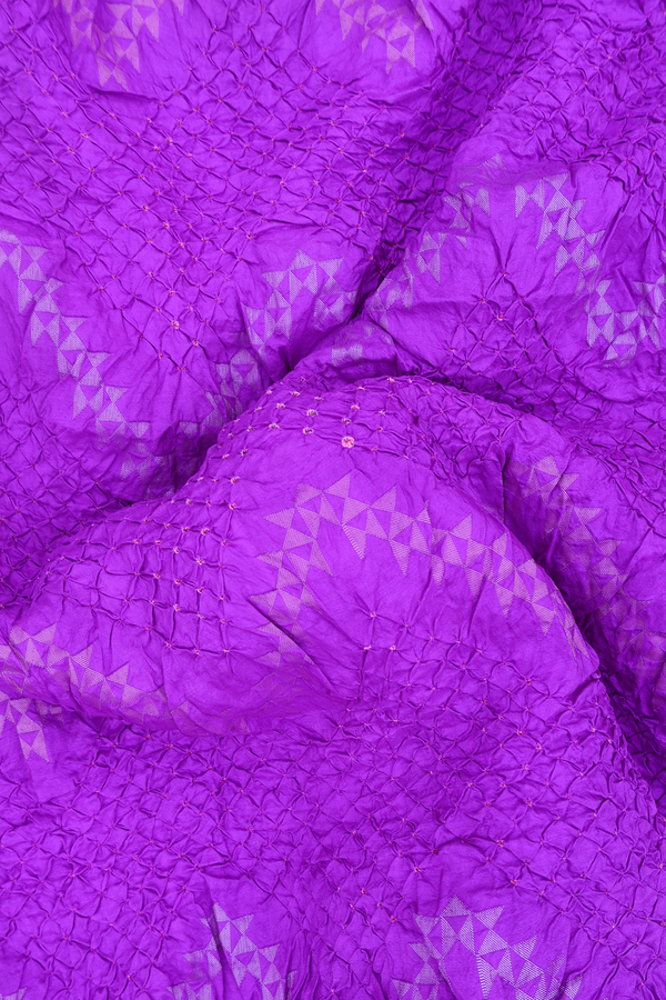 Bandhani Silk Saree In Purple With Tie And Dye Design