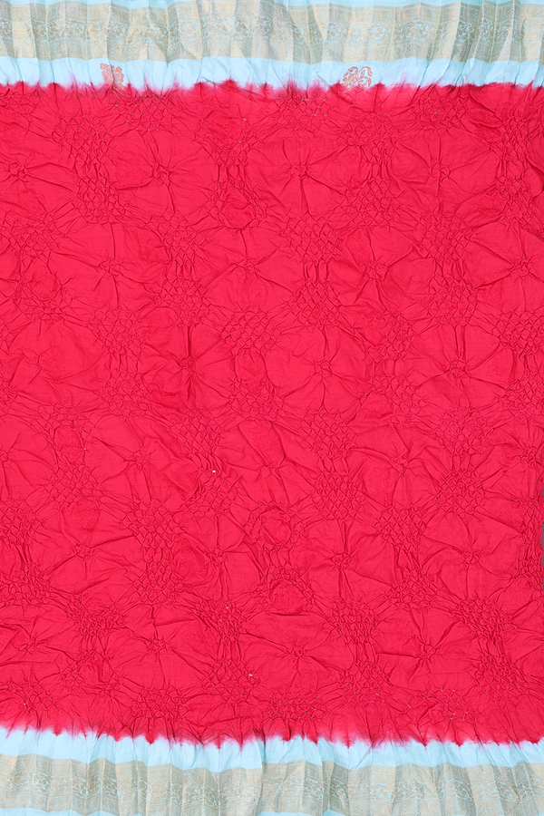 Bandhani Silk Saree In Chilli Red With Tie And Dye Design
