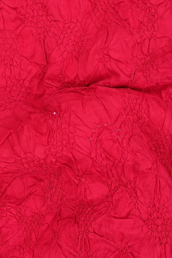 Bandhani Silk Saree In Chilli Red With Tie And Dye Design