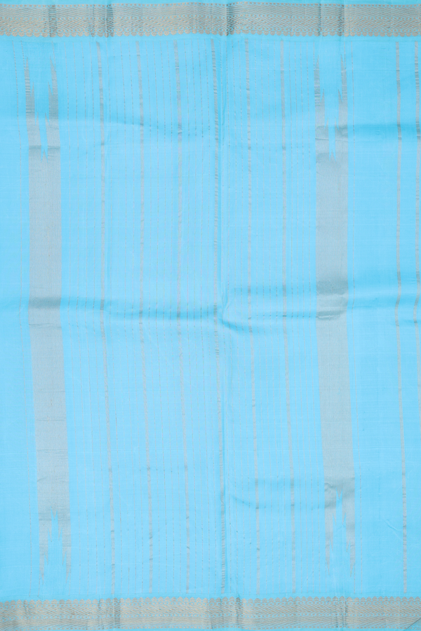 Kanchipuram Silk Saree In Sky Blue With Printed Design