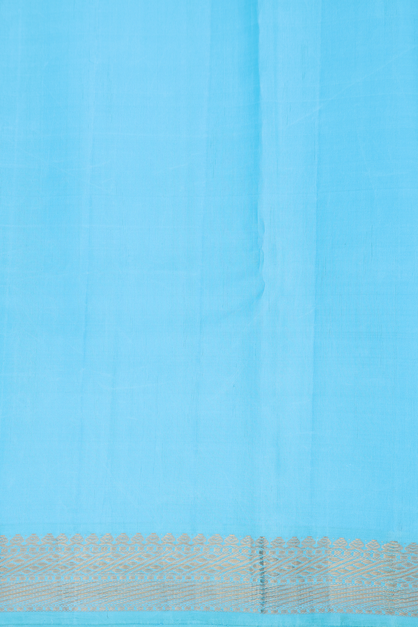 Kanchipuram Silk Saree In Sky Blue With Printed Design