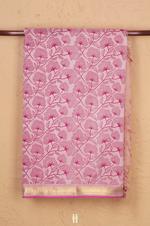 Kanchipuram Silk Saree In Pink With Printed Design