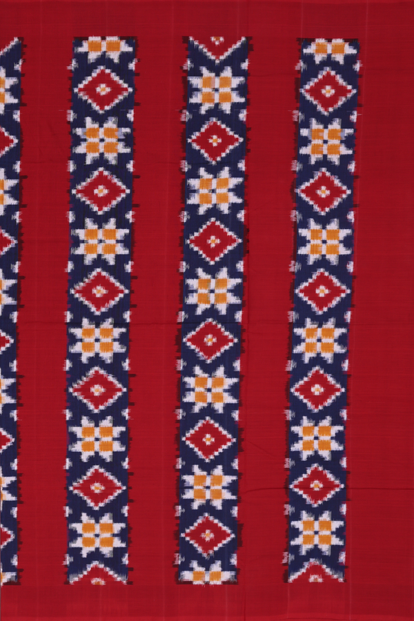 Pochampally Cotton Saree In Oxford Blue With Diamond Design