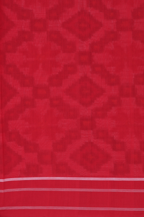 Pochampally Cotton Saree In White With Diamond Design