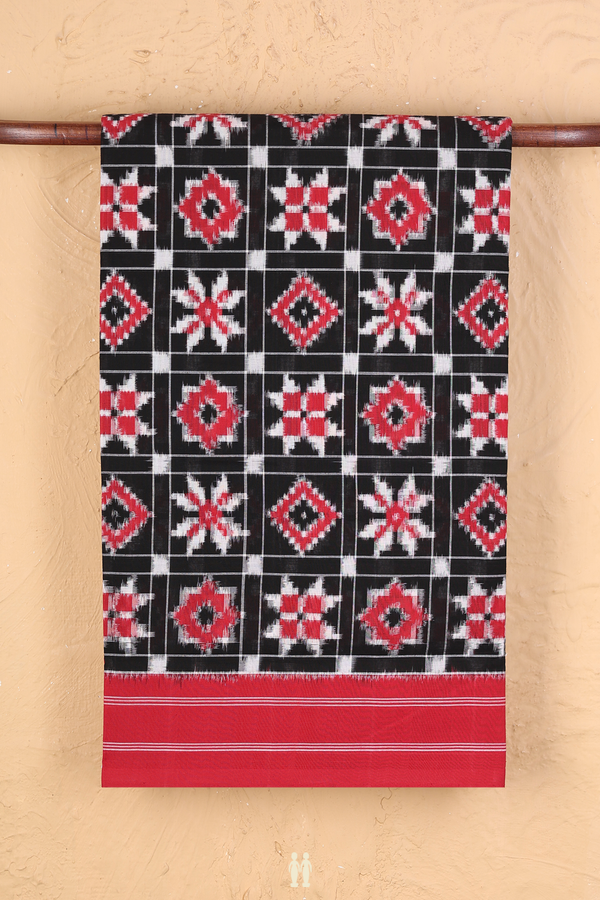 Pochampally Cotton Saree In Black With Checks Design
