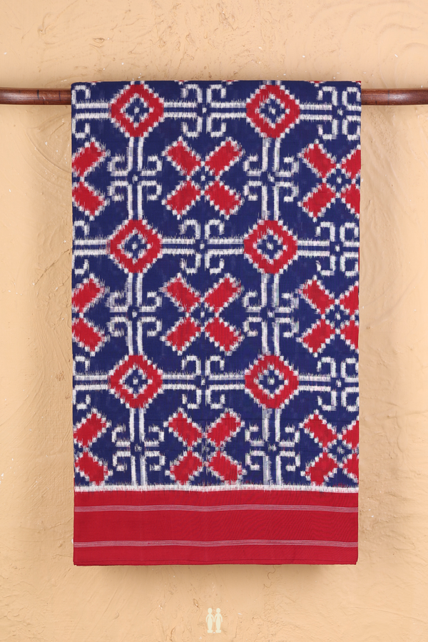 Pochampally Cotton Saree In Royal Blue With Allover Design