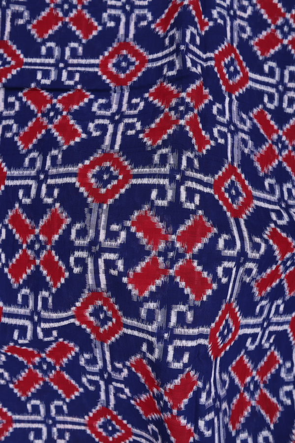 Pochampally Cotton Saree In Royal Blue With Allover Design