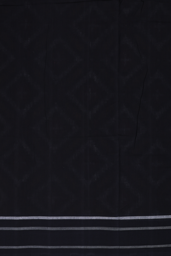Pochampally Cotton Saree In Black With Diamond Design