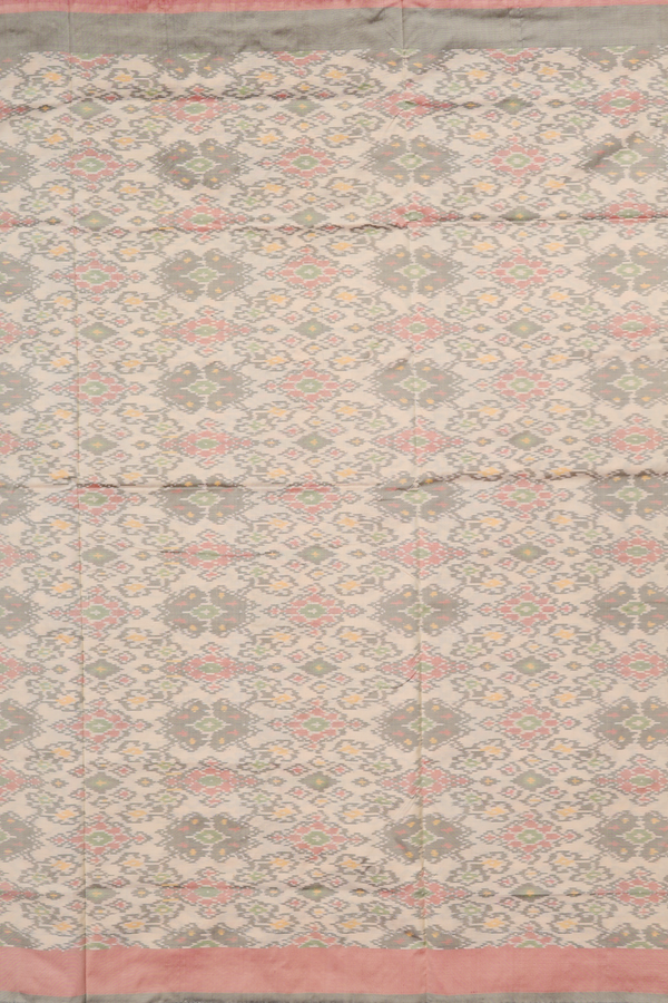 Pochampally Silk Saree In Light Brown With Ikat Design
