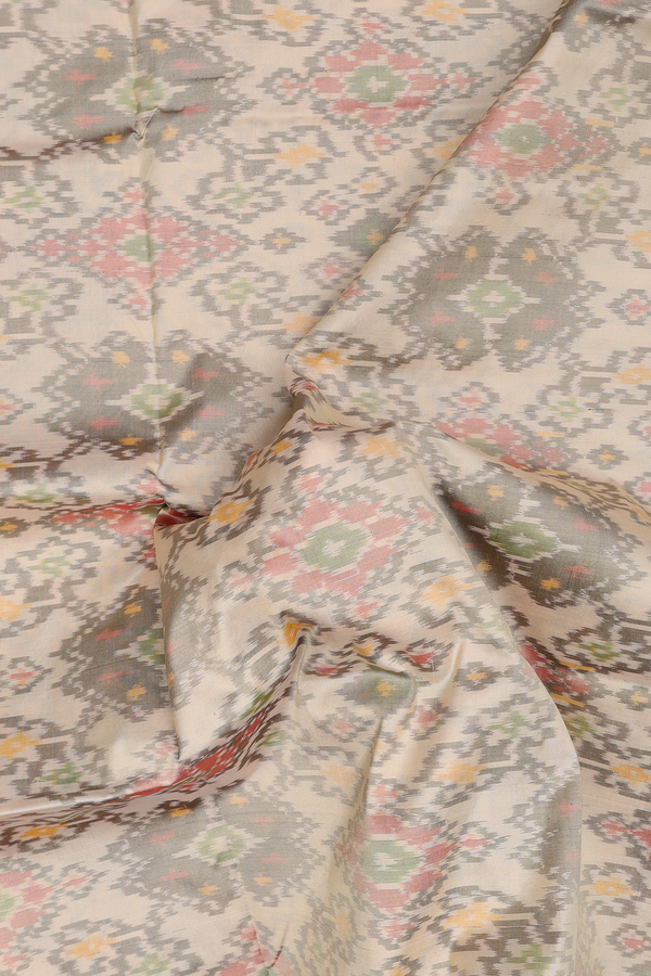 Pochampally Silk Saree In Light Brown With Ikat Design