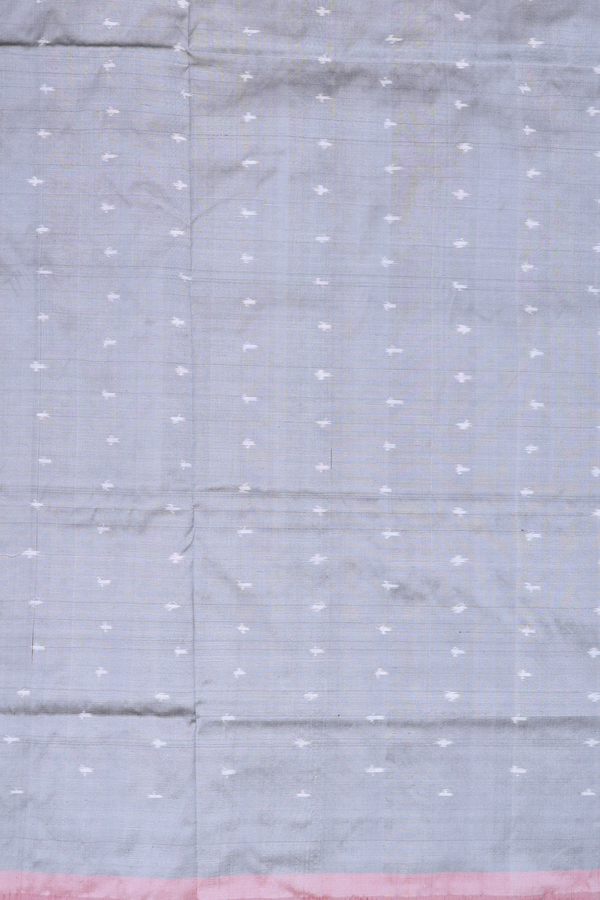 Pochampally Silk Saree In White With Ikat Design