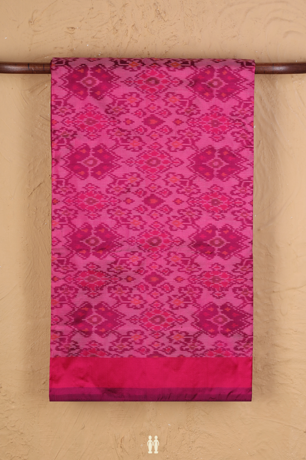 Pochampally Silk Saree In Pink With Ikat Design