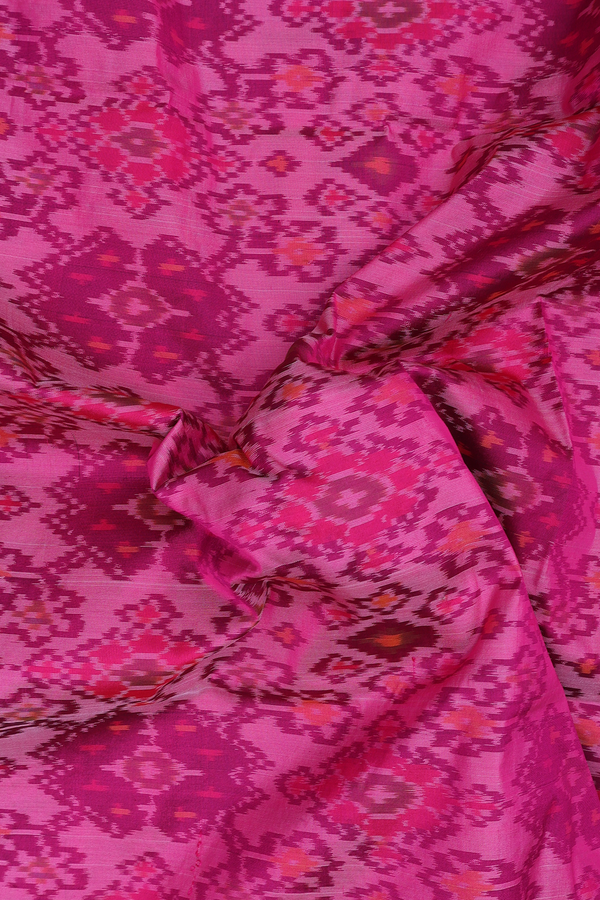 Pochampally Silk Saree In Pink With Ikat Design