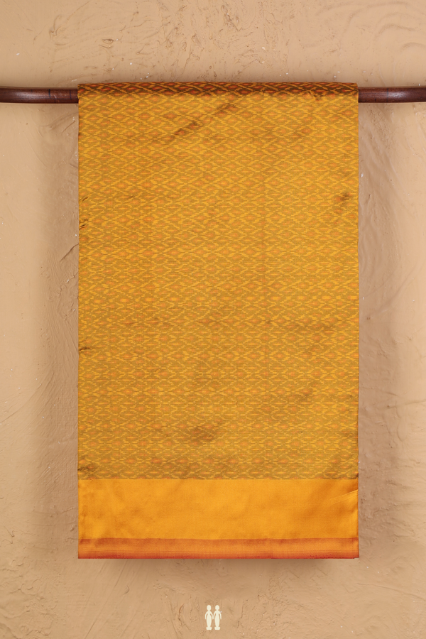 Pochampally Silk Saree In Golden Yellow With Allover Design