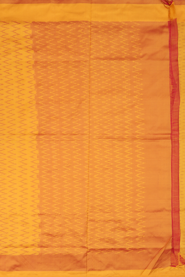 Pochampally Silk Saree In Golden Yellow With Allover Design