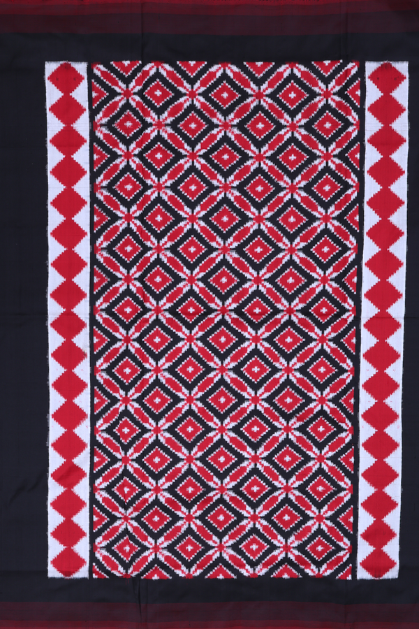 Pochampally Silk Saree In Red With Geometric Design