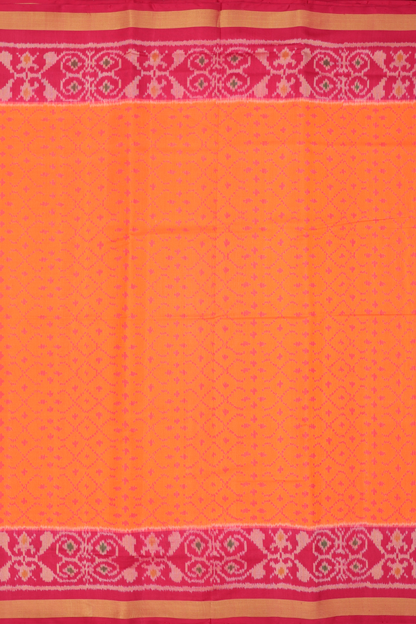 Patola Silk Saree In Bright Orange With Allover Design