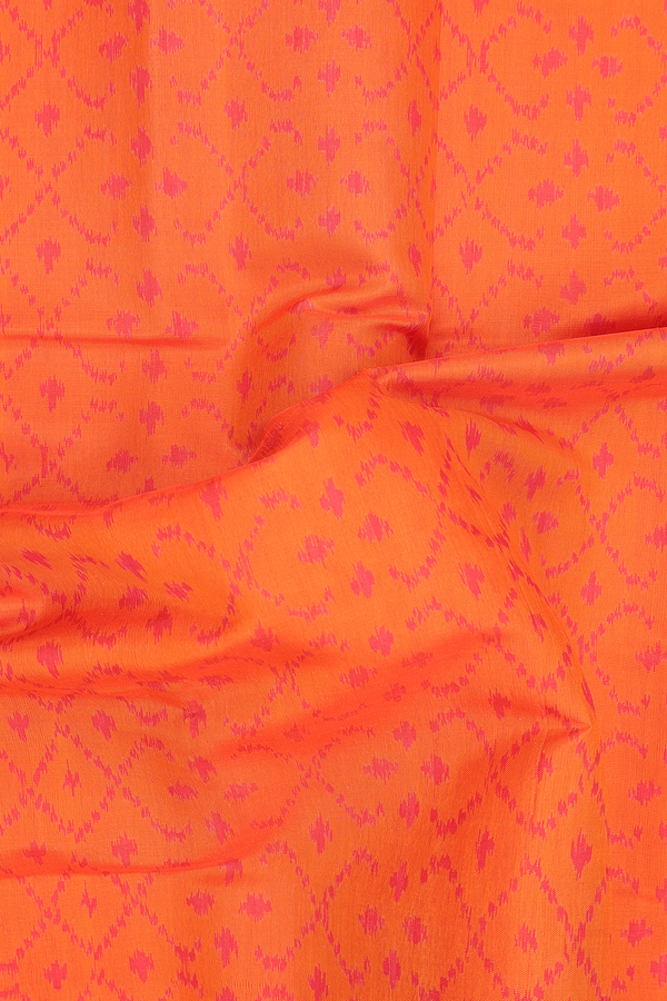 Patola Silk Saree In Bright Orange With Allover Design